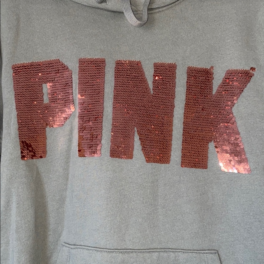 OLIVE GREEN AND ROSE GOLD “PINK” HOODIE - Picture 2 of 4